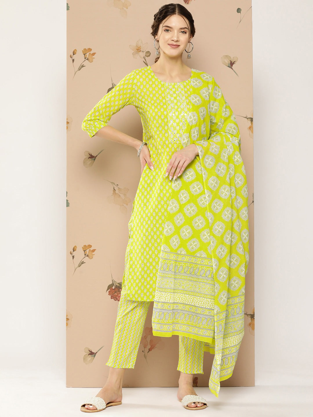 Printed Kurta Dupatta Set-Yufta Store-1273SKDGRS