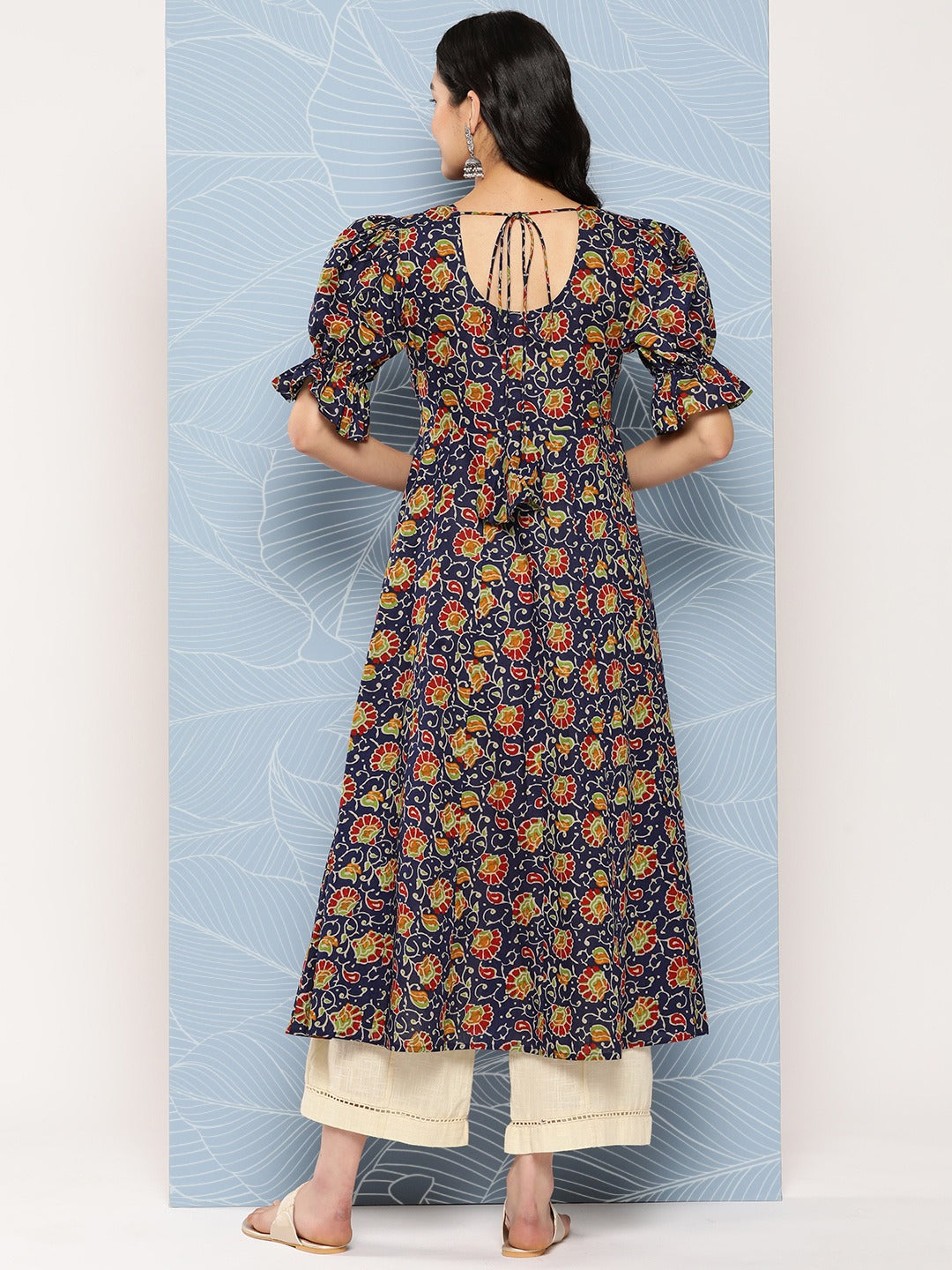 Puff Sleeves Pure Cotton Anarkali Kurta-Yufta Store-1149KURBLS