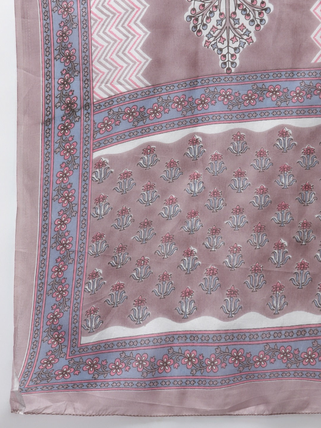 Purple Printed Dupatta Set