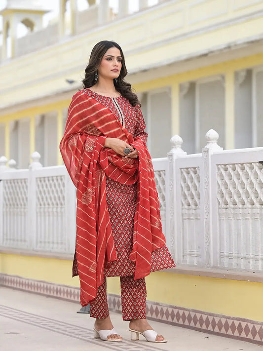 Red Cutdana_Work Straight Kurta Trouser And Dupatta Set-Yufta Store-6882SKDRDS