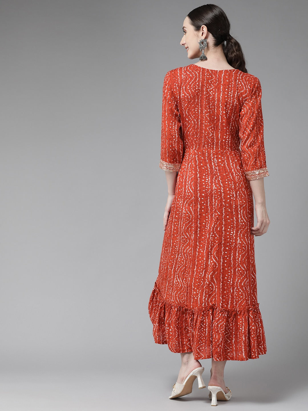 Red Ethnic Midi Dress