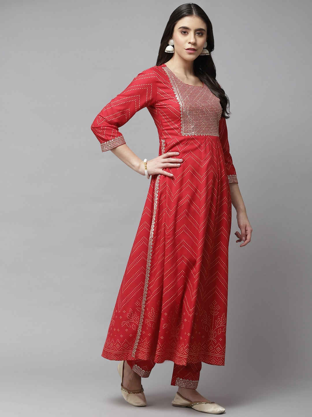 Red Thread Work Dupatta Set