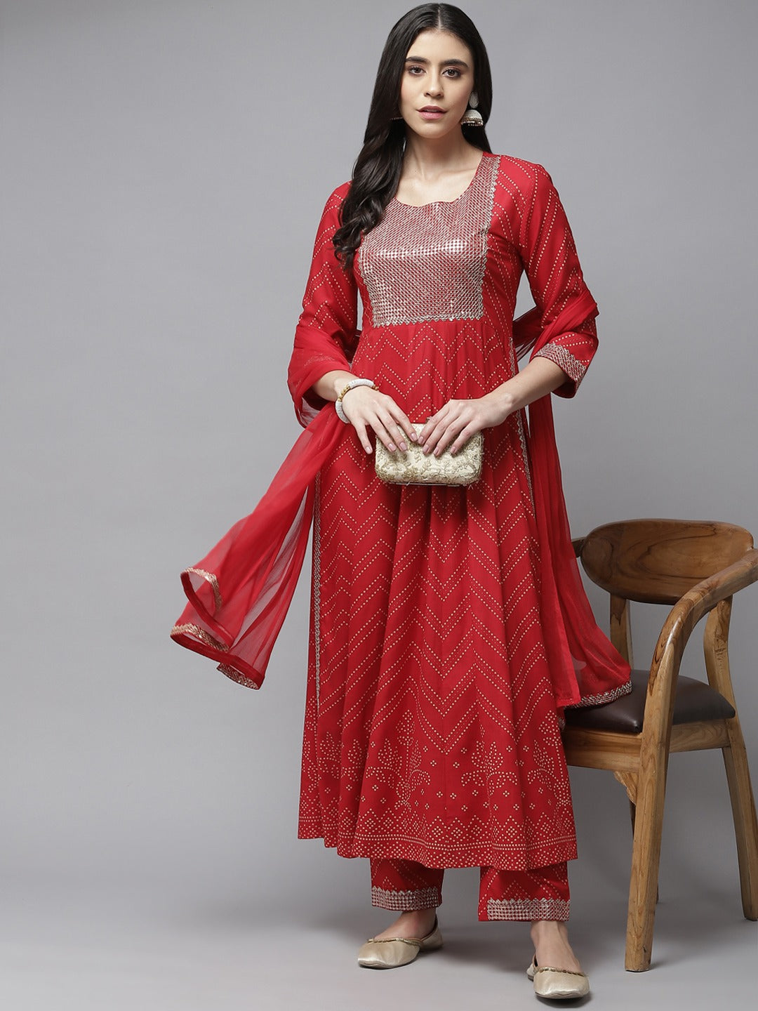 Red Thread Work Dupatta Set