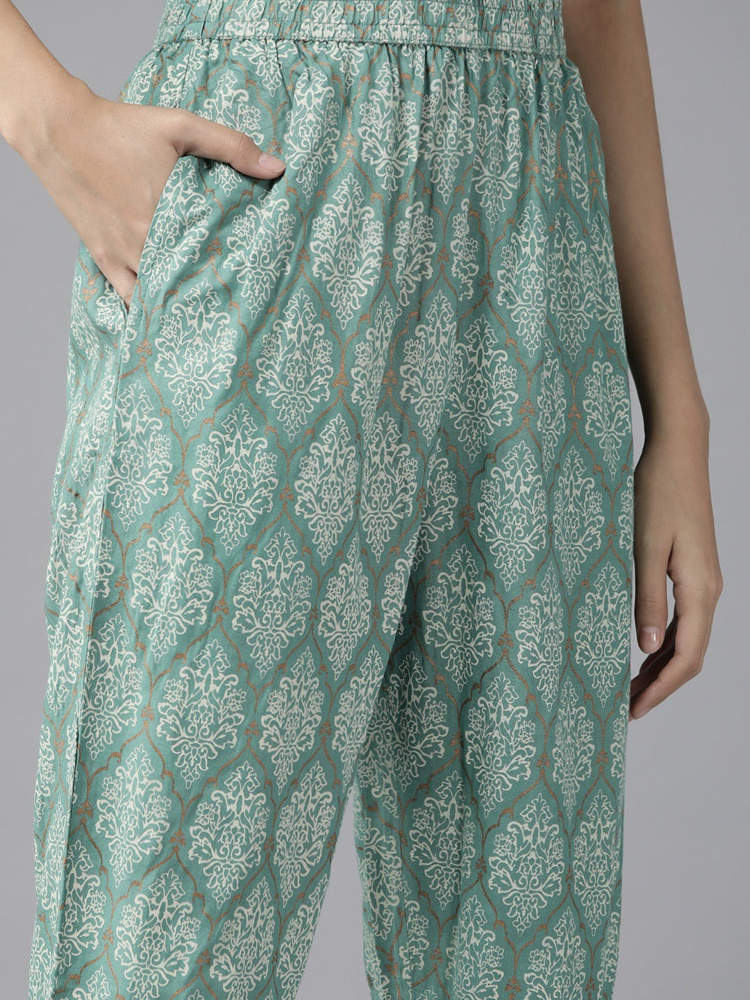 Sea Green Printed Dupatta Set-Yufta Store-9787SKDBLS