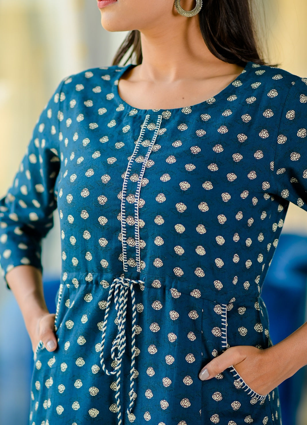 Teal Blue & White Dress