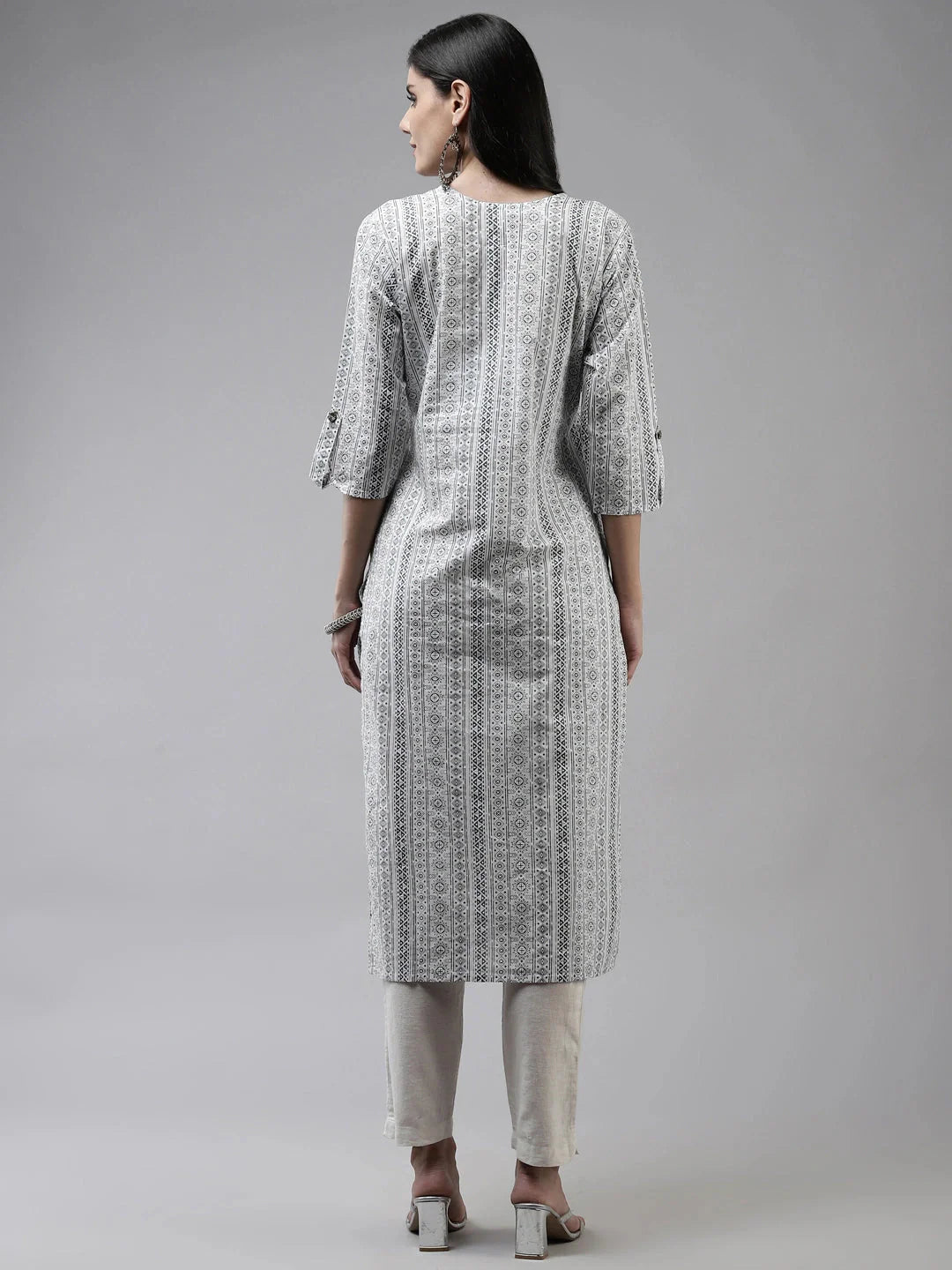 White Hand Work Cotton Kurta-Yufta Store-4787KURWHM