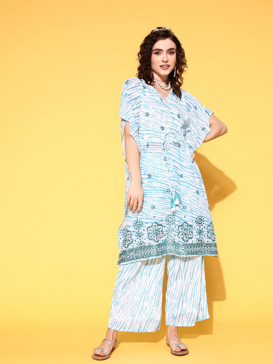 White Printed Co-ord Set-Yufta Store-8128CRDWHXS