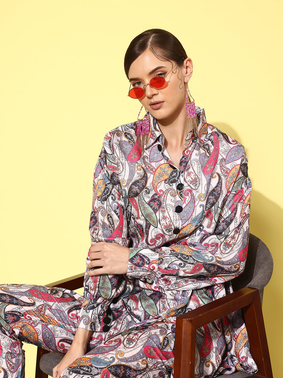 Women Printed Shirt with Trousers-Yufta Store-1434CRDCRS