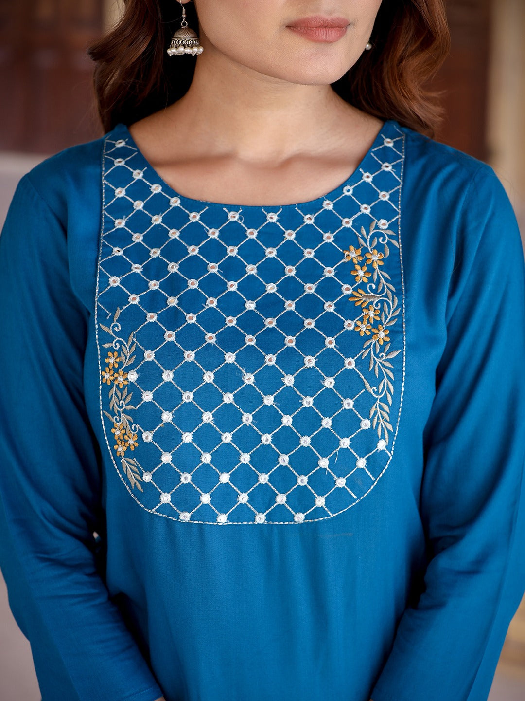 Women Yoke Design Chikankari Kurta-Yufta Store-9859KURTBS