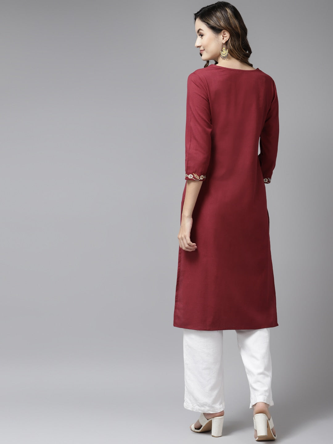 Maroon Mirror Work Kurta