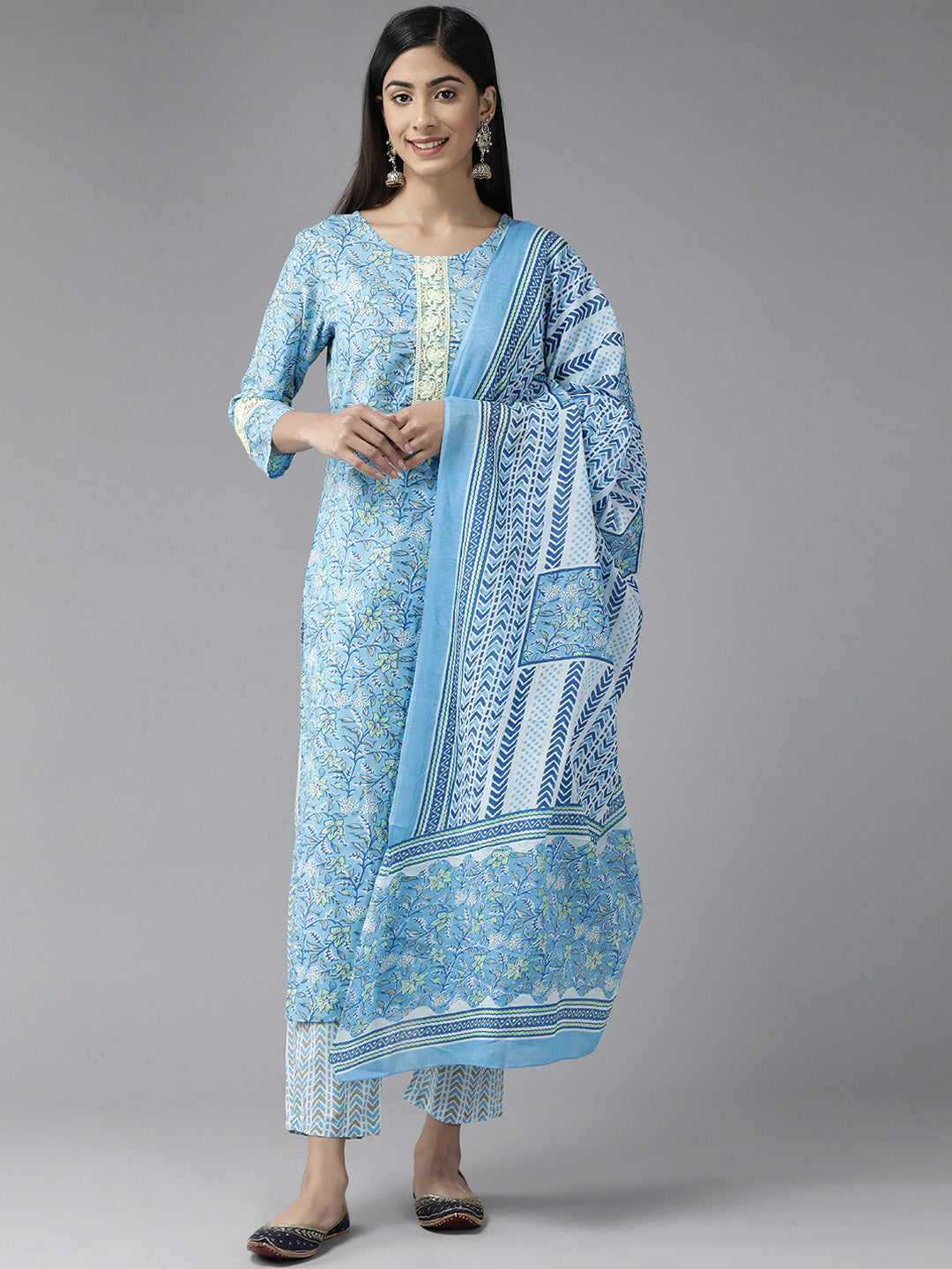 Floral Printed Dupatta Set