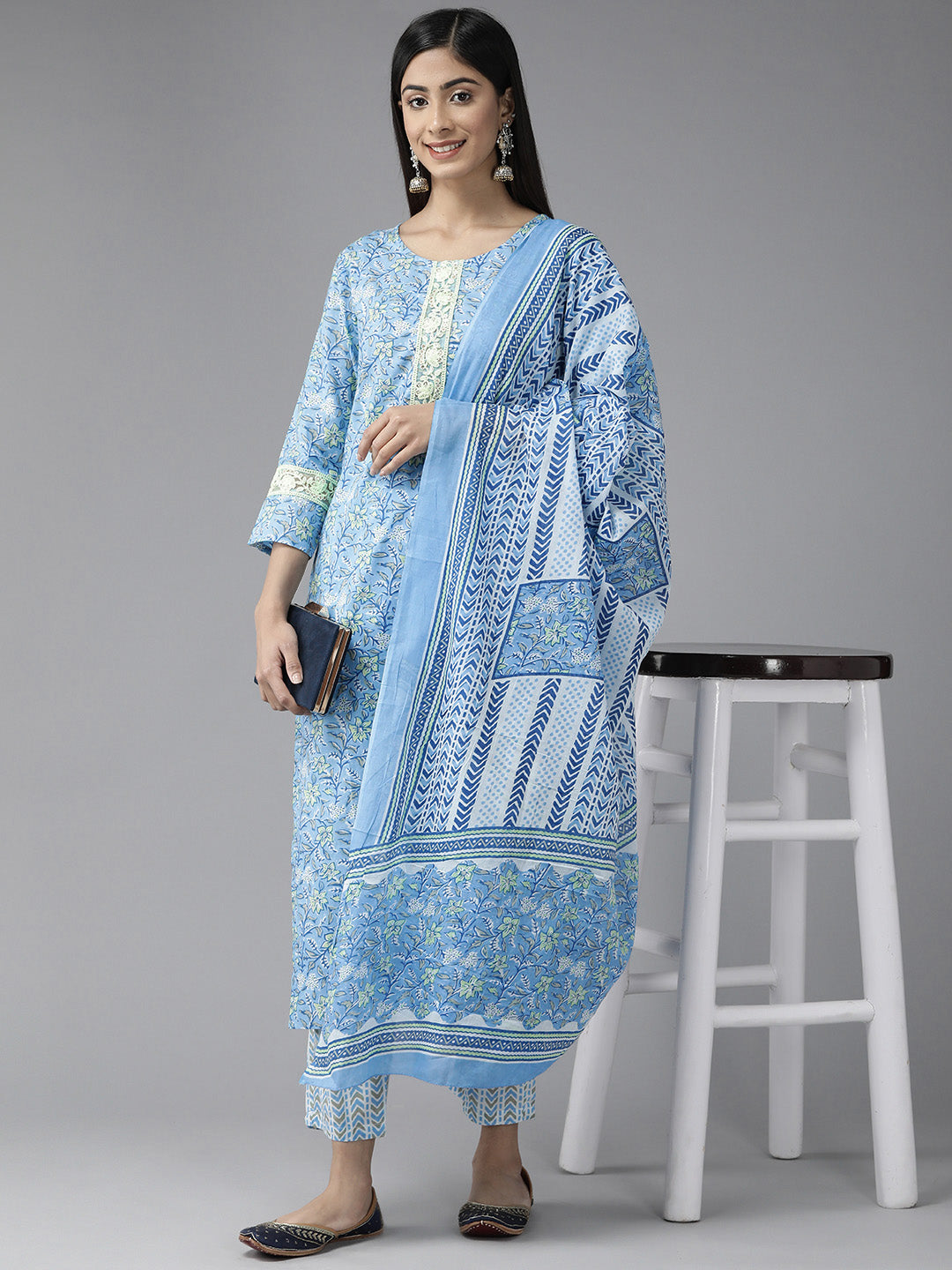 Floral Printed Dupatta Set