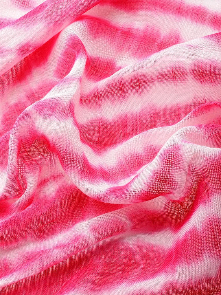 Pink Tie Dye Pure Linen Saree