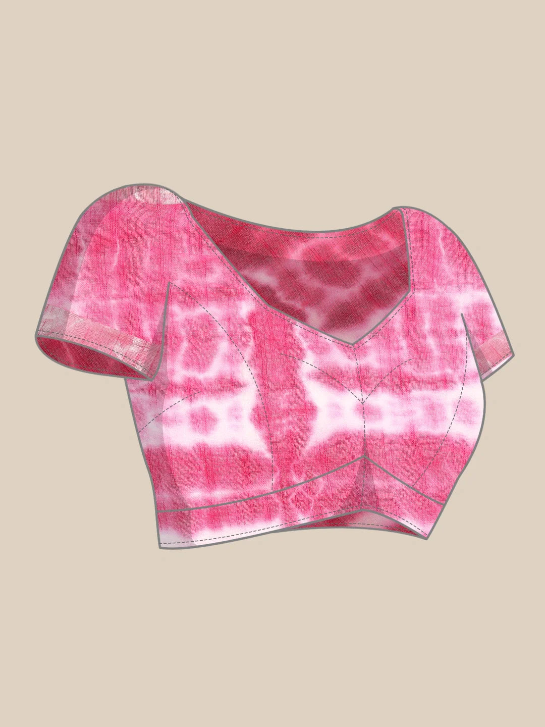 Pink Tie Dye Pure Linen Saree