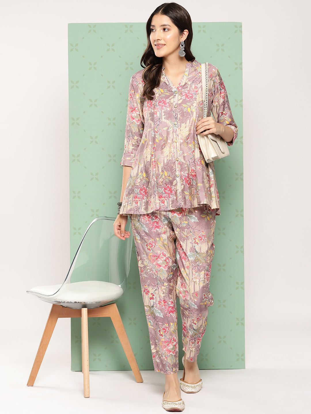 Women Printed Top with Trousers