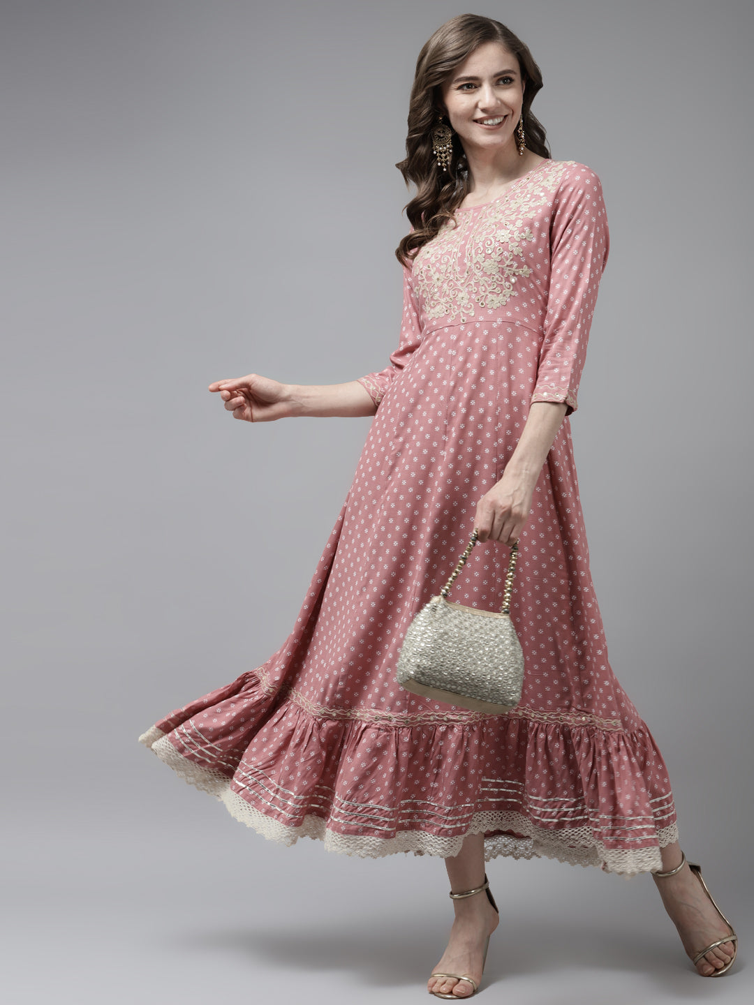 Pink Printed Maxi Dress Store