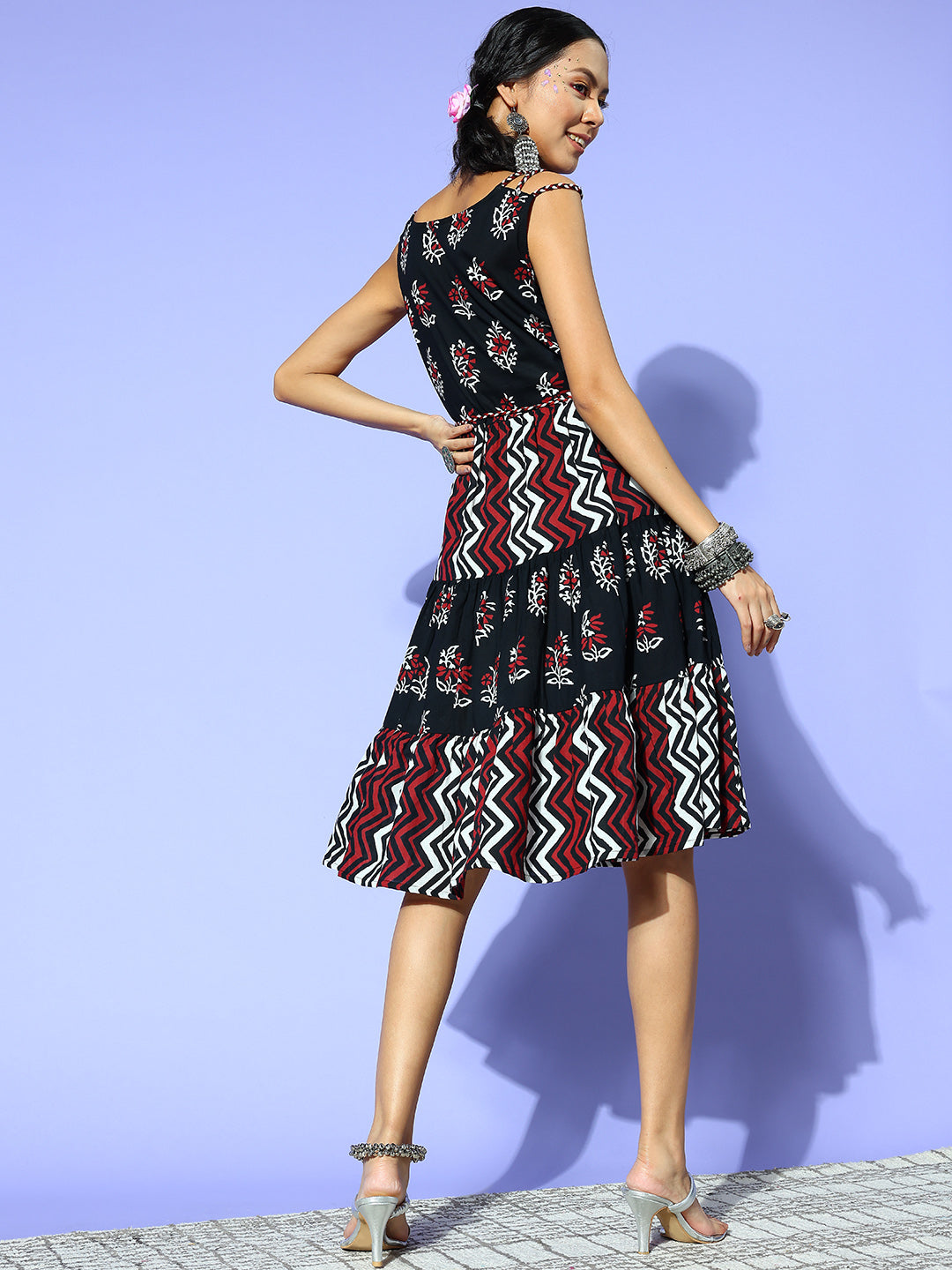 Black Ethnic Motifs Indie Gal Dress Store