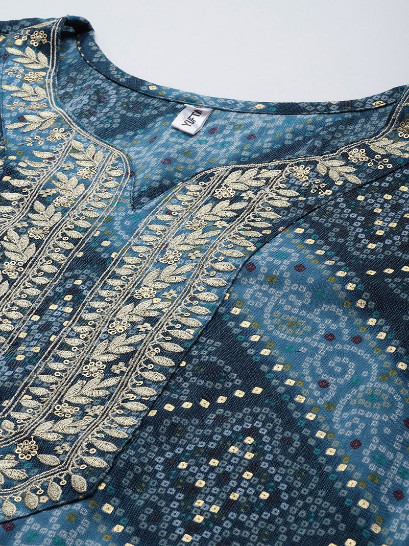 Blue Printed Kurta 5