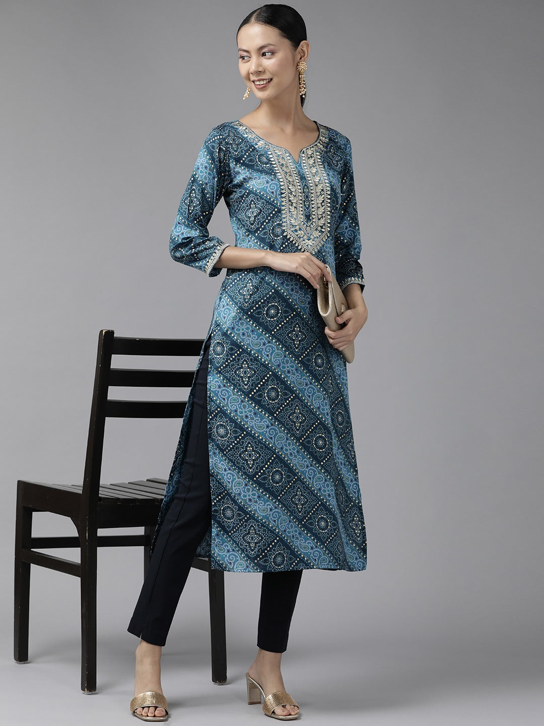 Blue Printed Kurta 5