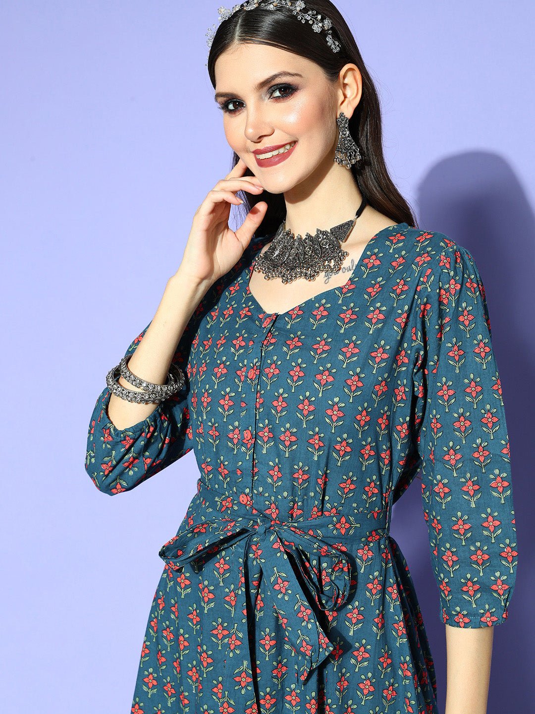 Blue Ethnic Cotton Dress Store