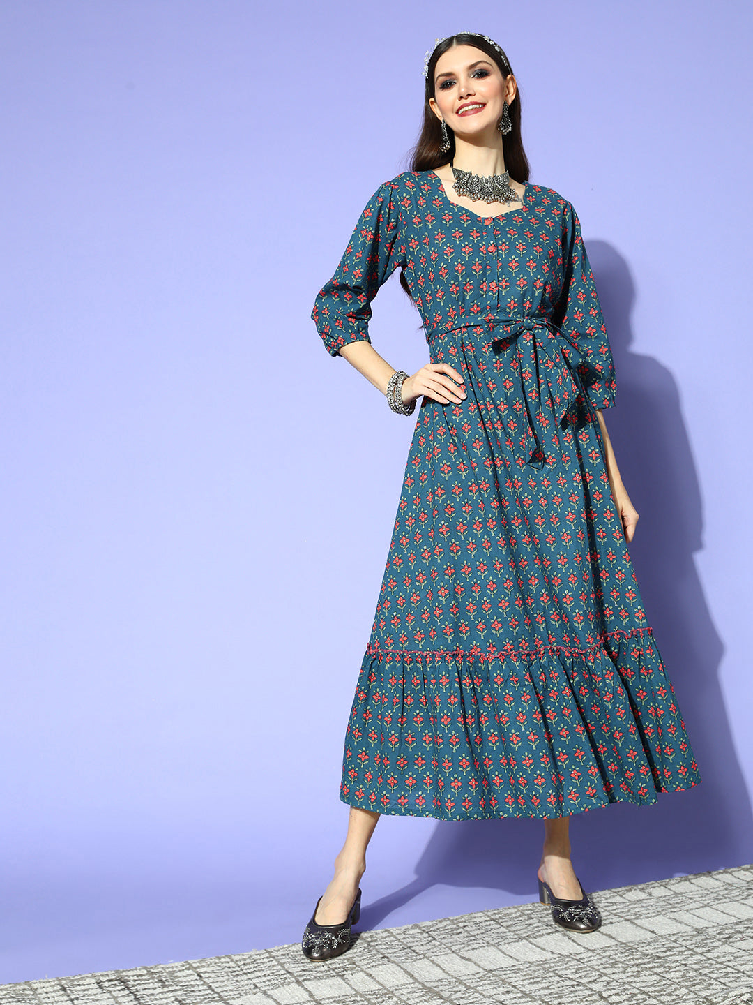 Blue Ethnic Cotton Dress Store