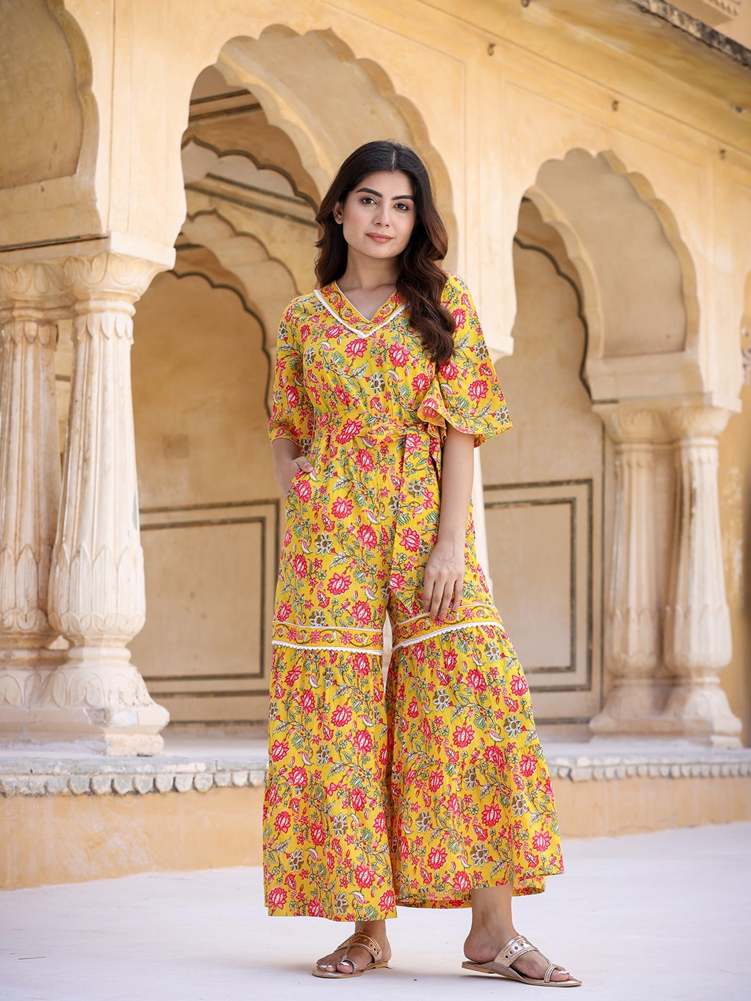 Mustard Printed Jumpsuit