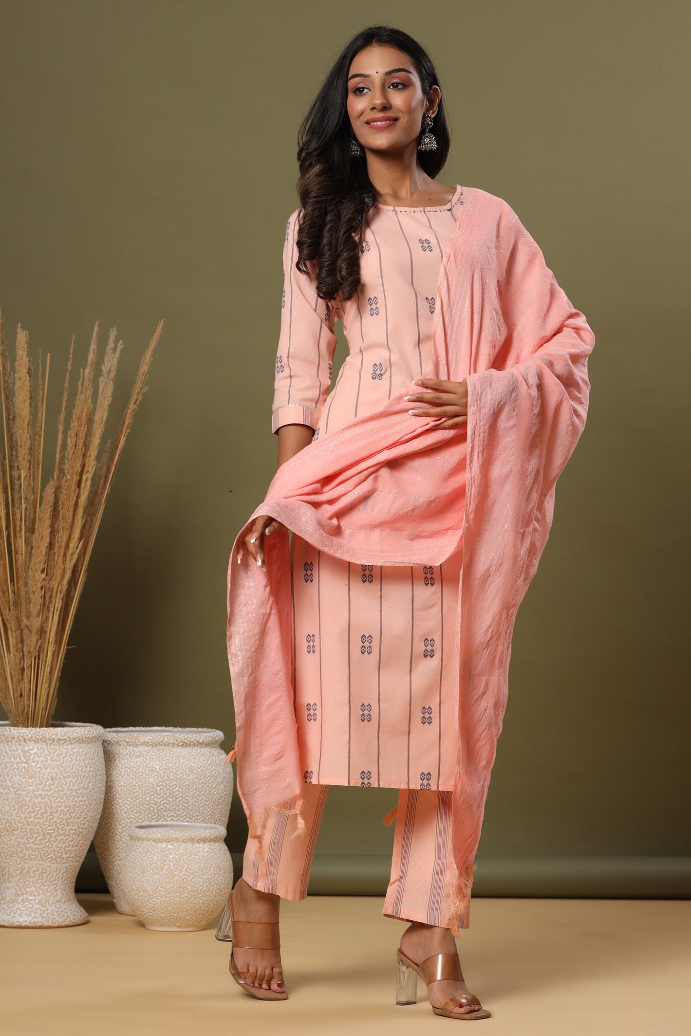 Pink Printed Dupatta Set 2