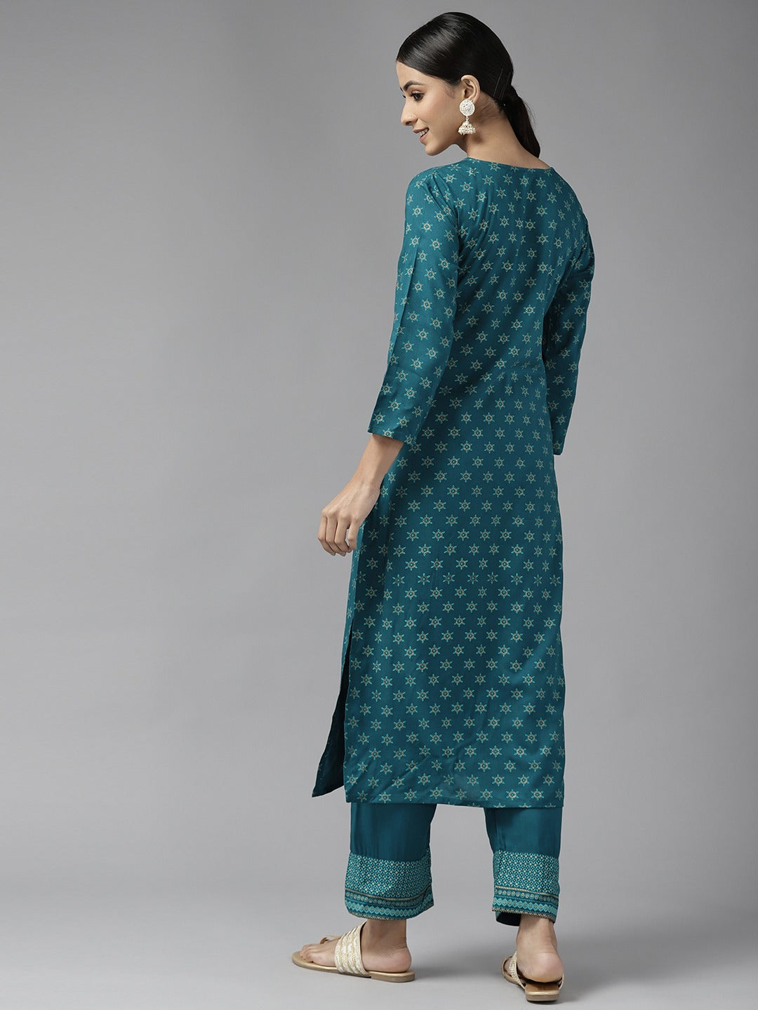 Teal Green Printed Kurta Set