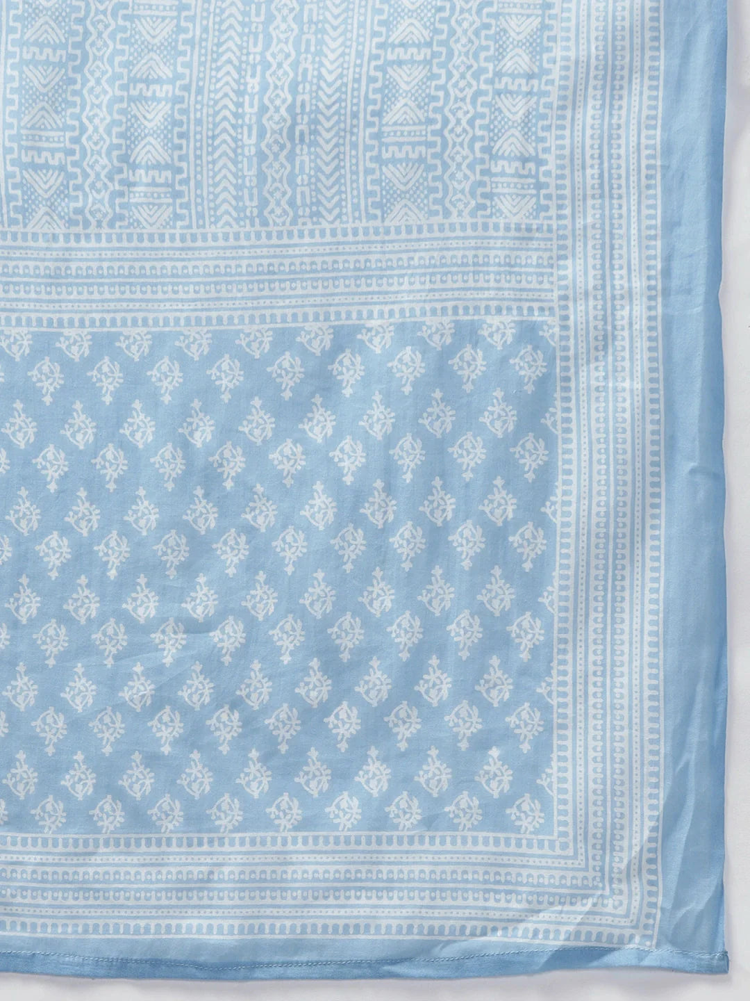 Blue Ethnic Motif Printed Pure Cotton Straight Shape Dupatta Set