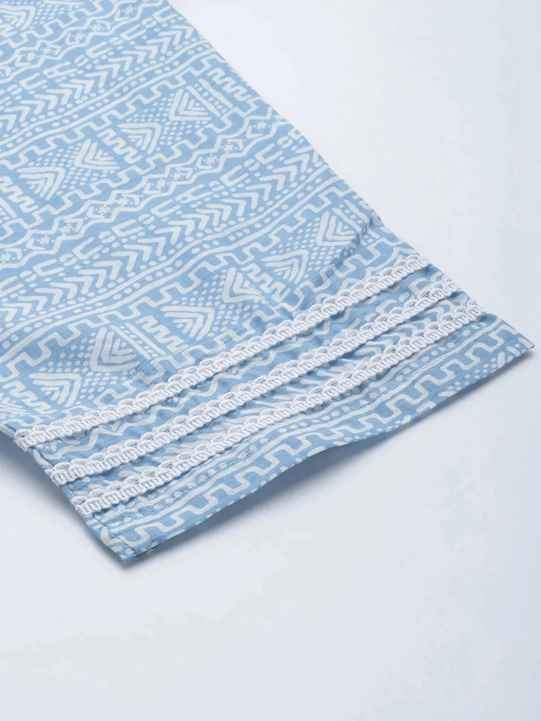 Blue Ethnic Motif Printed Pure Cotton Straight Shape Dupatta Set