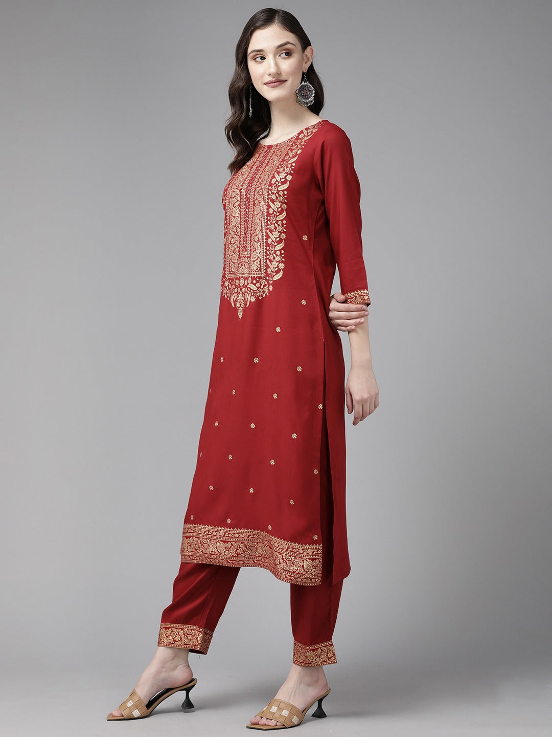 Red Printed Dupatta Set