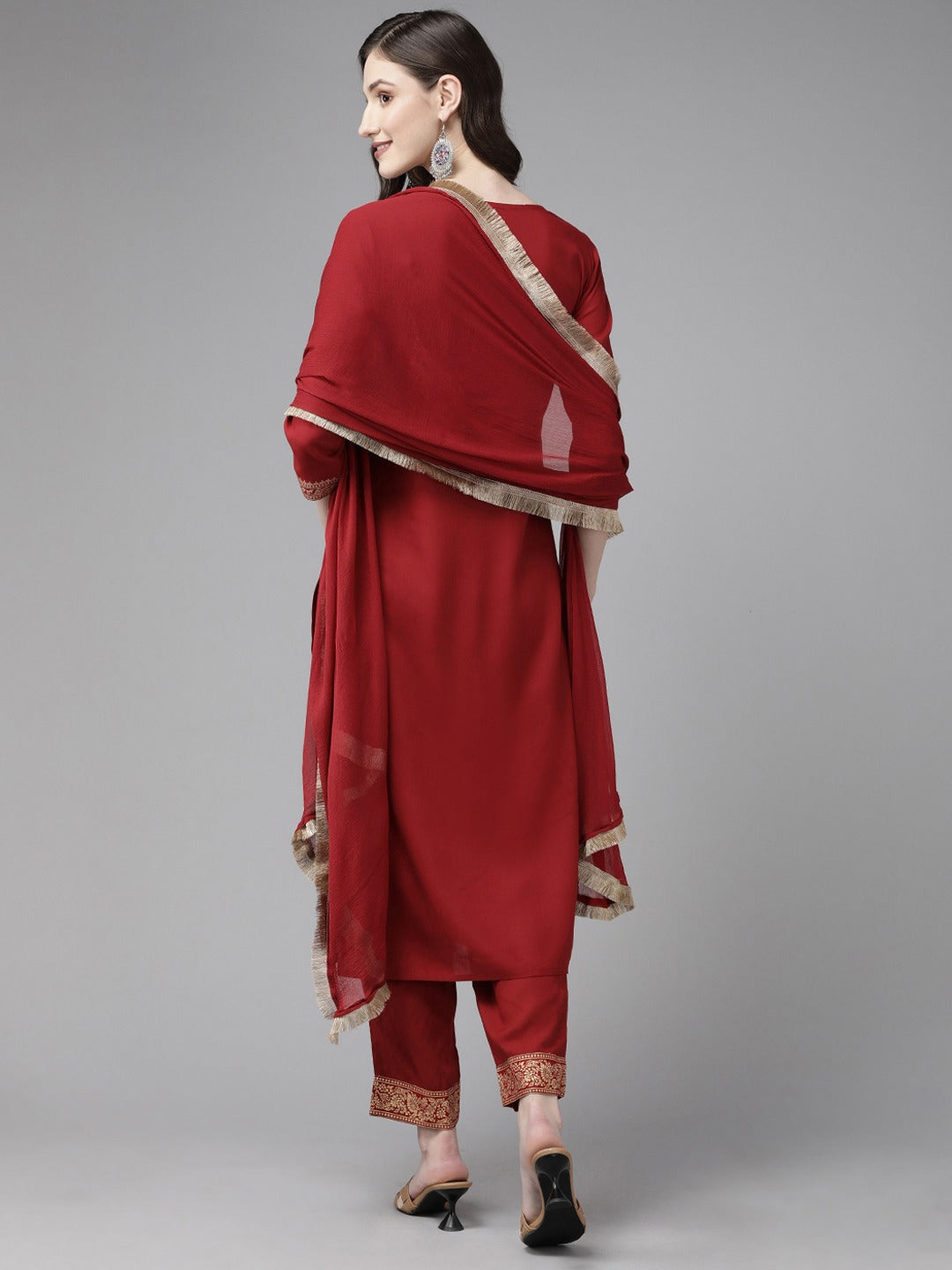 Red Printed Dupatta Set