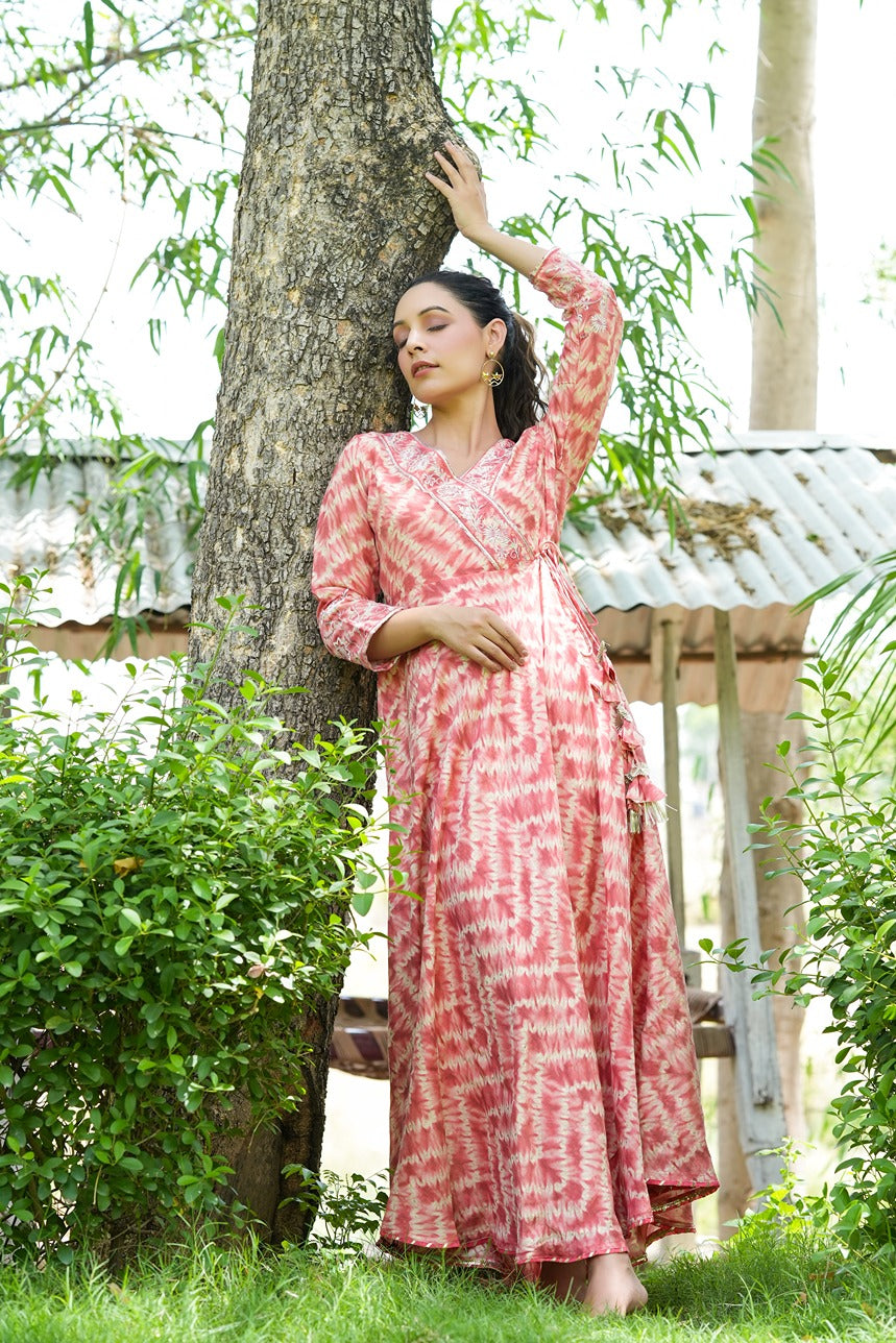 Peach Embroidered Dress