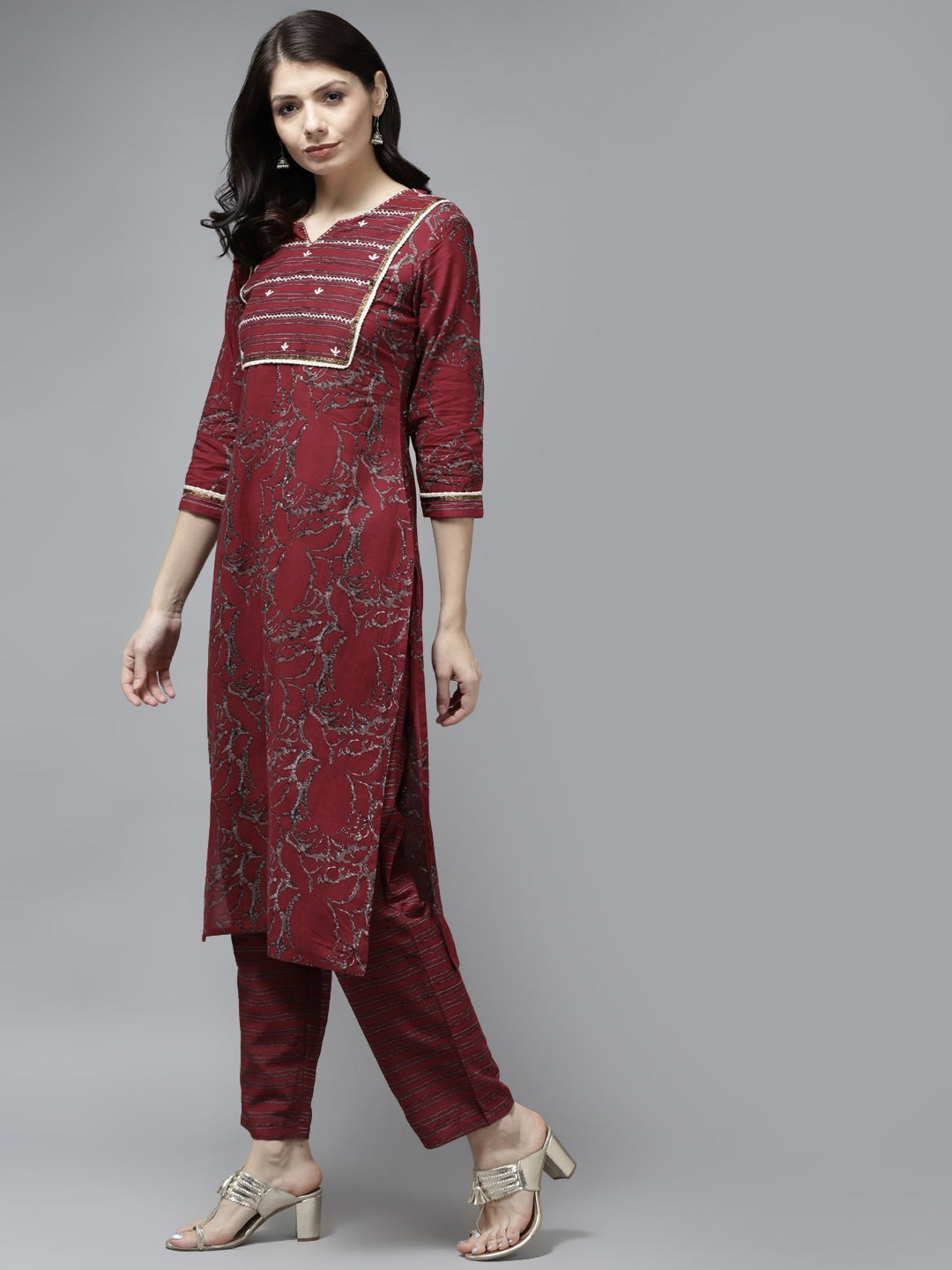 Maroon Printed Cotton Dupatta Set Store