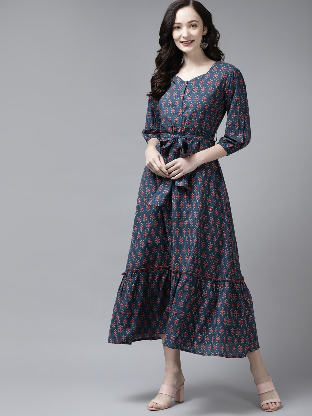 Blue & Peach Printed Dress Store