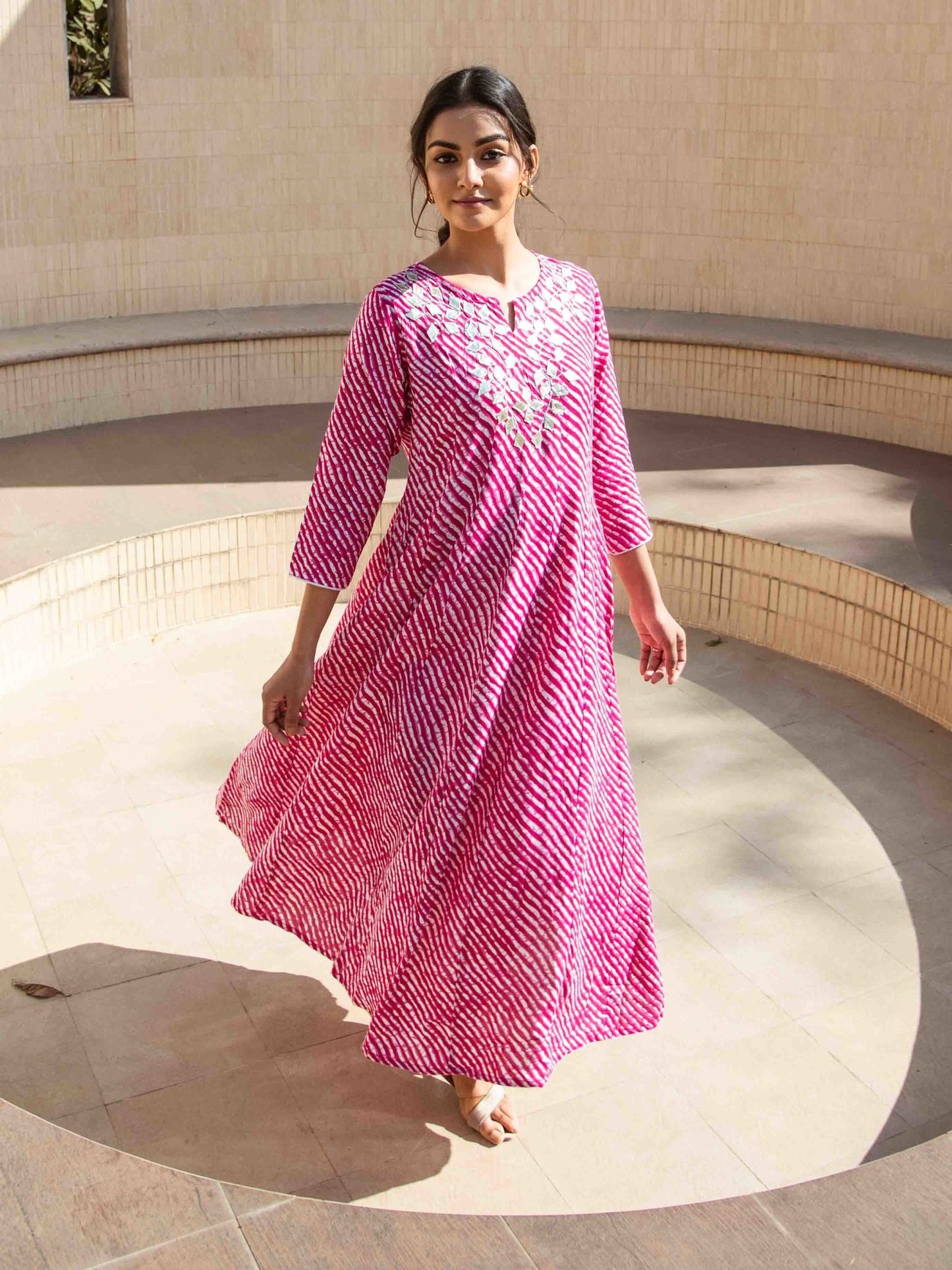 Pink & White Printed Kurta Store